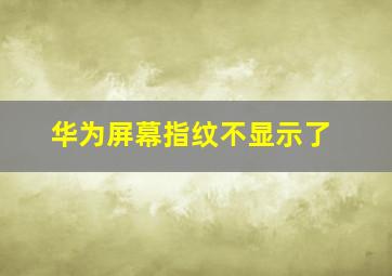 华为屏幕指纹不显示了