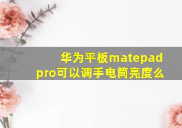 华为平板matepadpro可以调手电筒亮度么