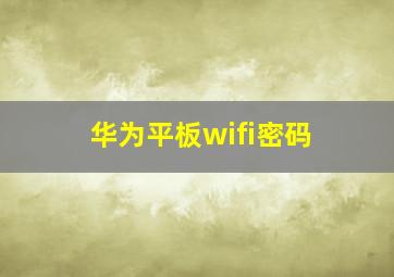 华为平板wifi密码