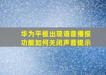 华为平板出现语音播报功能如何关闭声音提示