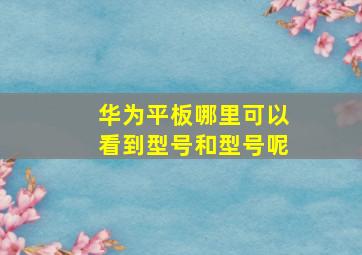 华为平板哪里可以看到型号和型号呢