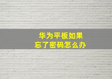 华为平板如果忘了密码怎么办