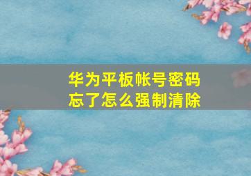 华为平板帐号密码忘了怎么强制清除