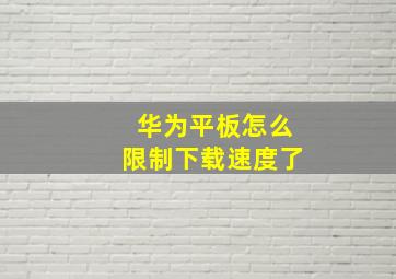 华为平板怎么限制下载速度了