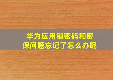 华为应用锁密码和密保问题忘记了怎么办呢