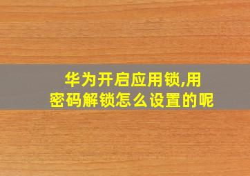 华为开启应用锁,用密码解锁怎么设置的呢