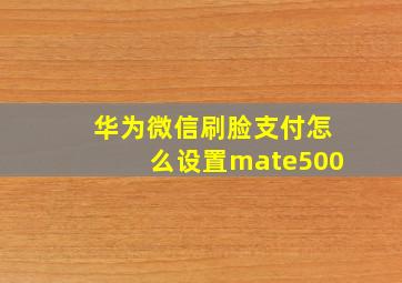 华为微信刷脸支付怎么设置mate500