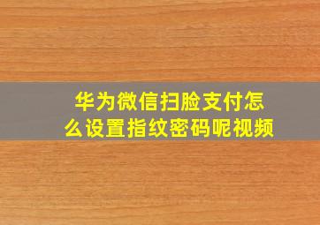 华为微信扫脸支付怎么设置指纹密码呢视频