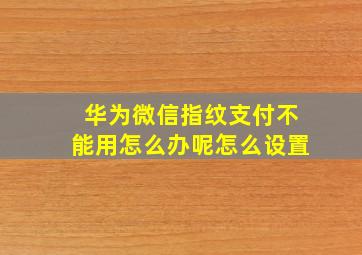 华为微信指纹支付不能用怎么办呢怎么设置