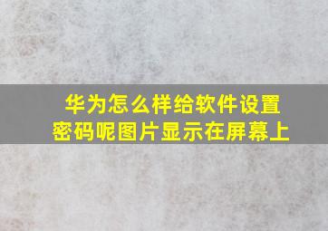 华为怎么样给软件设置密码呢图片显示在屏幕上