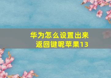 华为怎么设置出来返回键呢苹果13