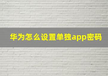 华为怎么设置单独app密码