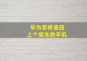 华为怎样退回上个版本的手机