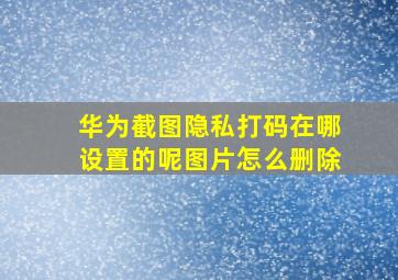 华为截图隐私打码在哪设置的呢图片怎么删除