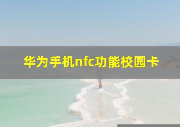 华为手机nfc功能校园卡