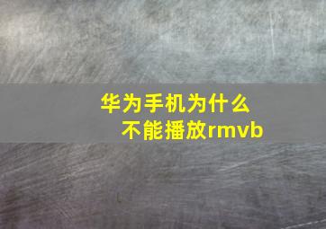 华为手机为什么不能播放rmvb