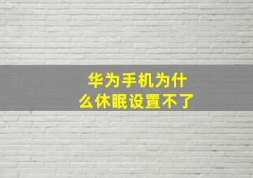 华为手机为什么休眠设置不了