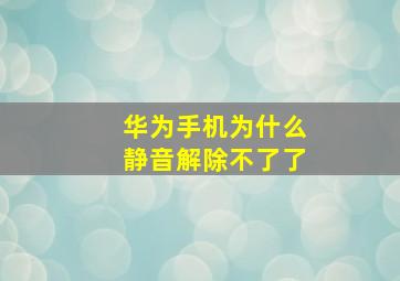 华为手机为什么静音解除不了了