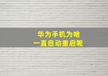 华为手机为啥一直自动重启呢