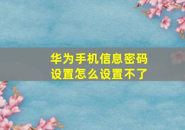 华为手机信息密码设置怎么设置不了