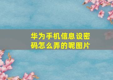 华为手机信息设密码怎么弄的呢图片