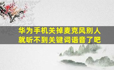 华为手机关掉麦克风别人就听不到关键词语音了吧