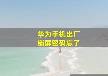 华为手机出厂锁屏密码忘了