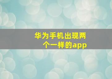 华为手机出现两个一样的app