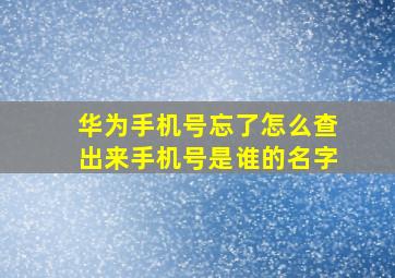 华为手机号忘了怎么查出来手机号是谁的名字