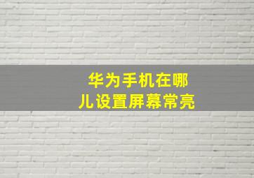 华为手机在哪儿设置屏幕常亮