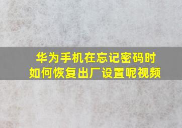 华为手机在忘记密码时如何恢复出厂设置呢视频