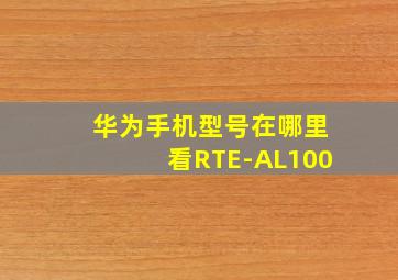 华为手机型号在哪里看RTE-AL100