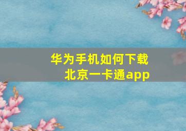 华为手机如何下载北京一卡通app