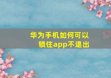 华为手机如何可以锁住app不退出