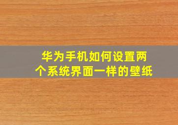 华为手机如何设置两个系统界面一样的壁纸