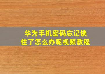 华为手机密码忘记锁住了怎么办呢视频教程