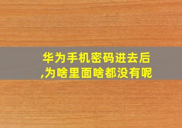 华为手机密码进去后,为啥里面啥都没有呢