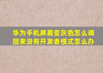 华为手机屏幕变灰色怎么调回来没有开发者模式怎么办