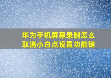 华为手机屏幕录制怎么取消小白点设置功能键