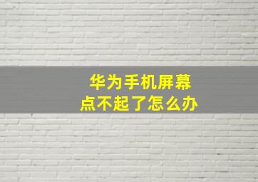 华为手机屏幕点不起了怎么办