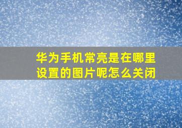 华为手机常亮是在哪里设置的图片呢怎么关闭