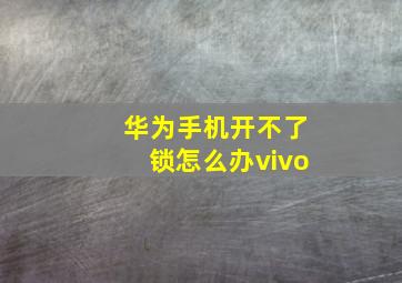 华为手机开不了锁怎么办vivo