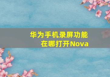 华为手机录屏功能在哪打开Nova