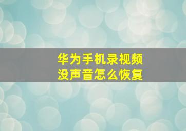 华为手机录视频没声音怎么恢复