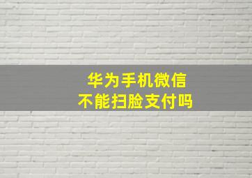 华为手机微信不能扫脸支付吗