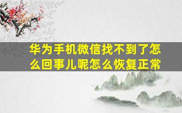 华为手机微信找不到了怎么回事儿呢怎么恢复正常