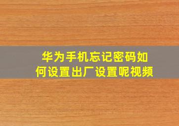 华为手机忘记密码如何设置出厂设置呢视频