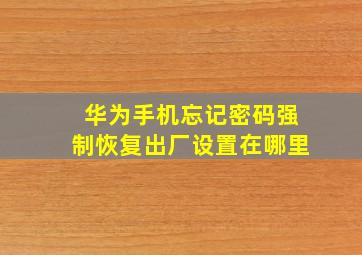 华为手机忘记密码强制恢复出厂设置在哪里