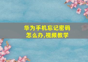 华为手机忘记密码怎么办,视频教学