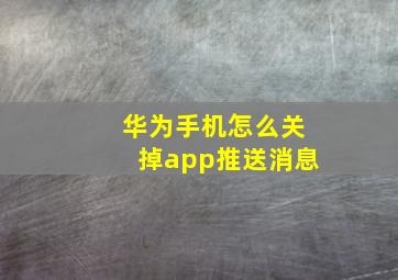 华为手机怎么关掉app推送消息